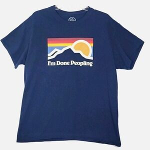 I'm Done Peopling Graphic T-Shirt Mens L Navy Cotton Short Sleeve Humor Tee
